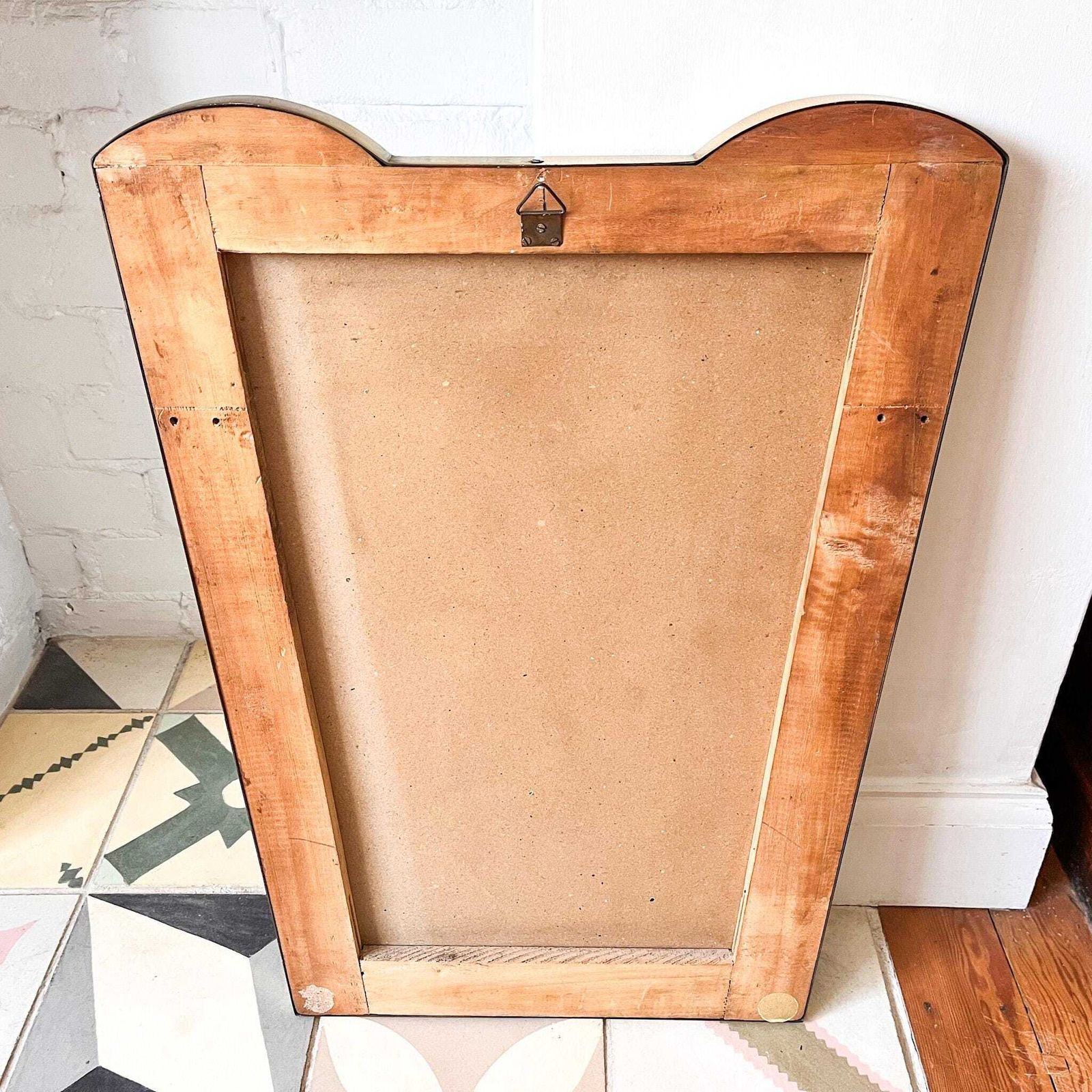 Mid Century Italian Brass Shield Wall Mirror In The Style Of Gio Ponti photo furniture