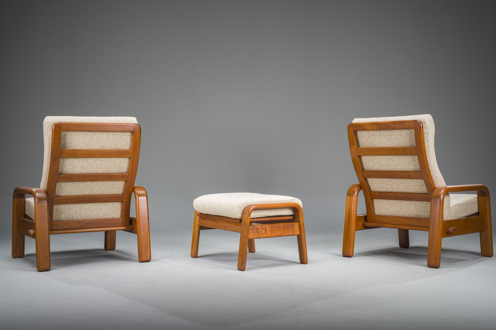 Mid Century Modern Danish Chairs And Ottoman In Teak From Hs Design, 1960s, Set Of 3 photo furniture