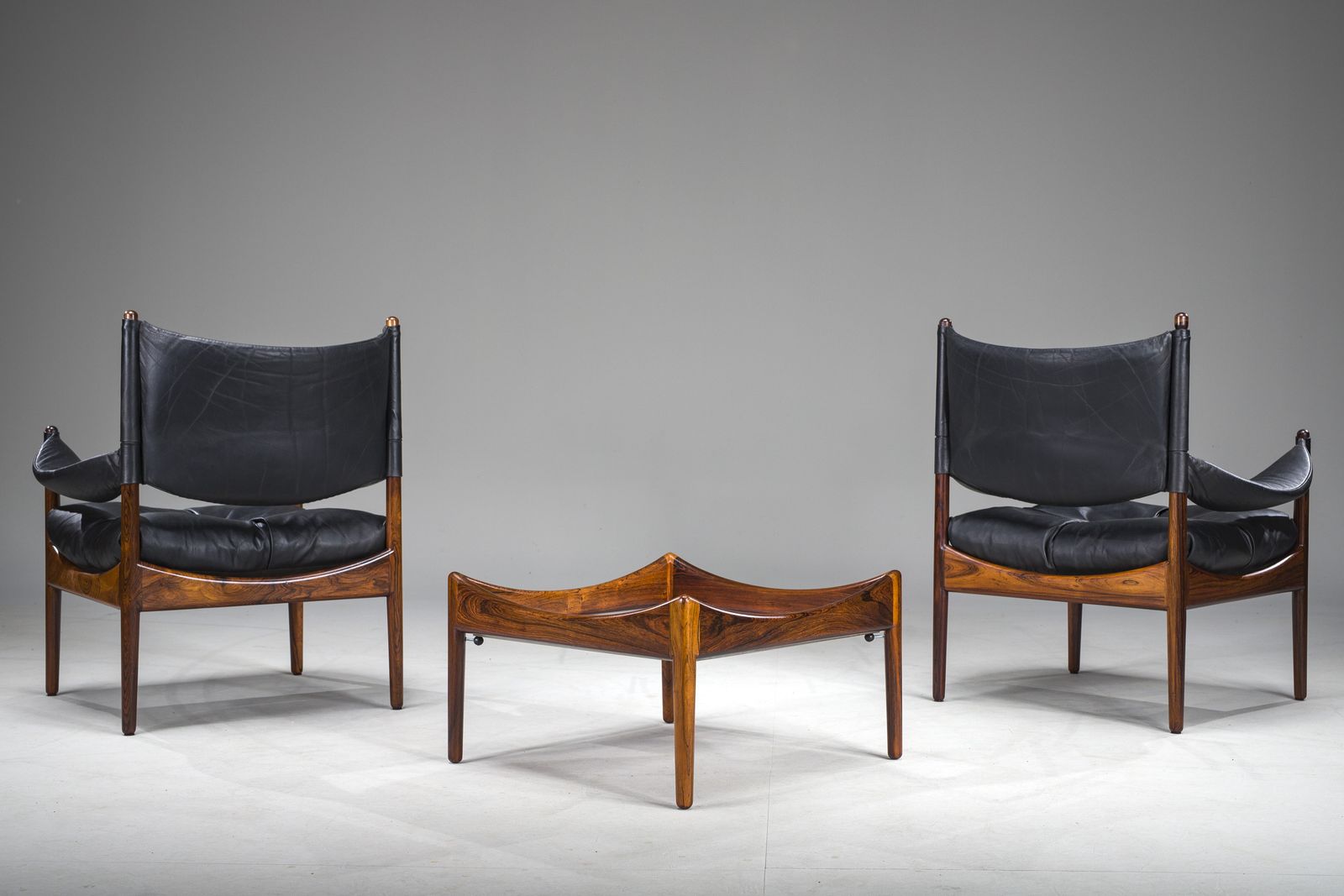 Furniture Mid Century Modern Danish Armchairs And Coffee Table By Kristian Vedel For Sören Willadsen, 1960s, Set Of 3 photo