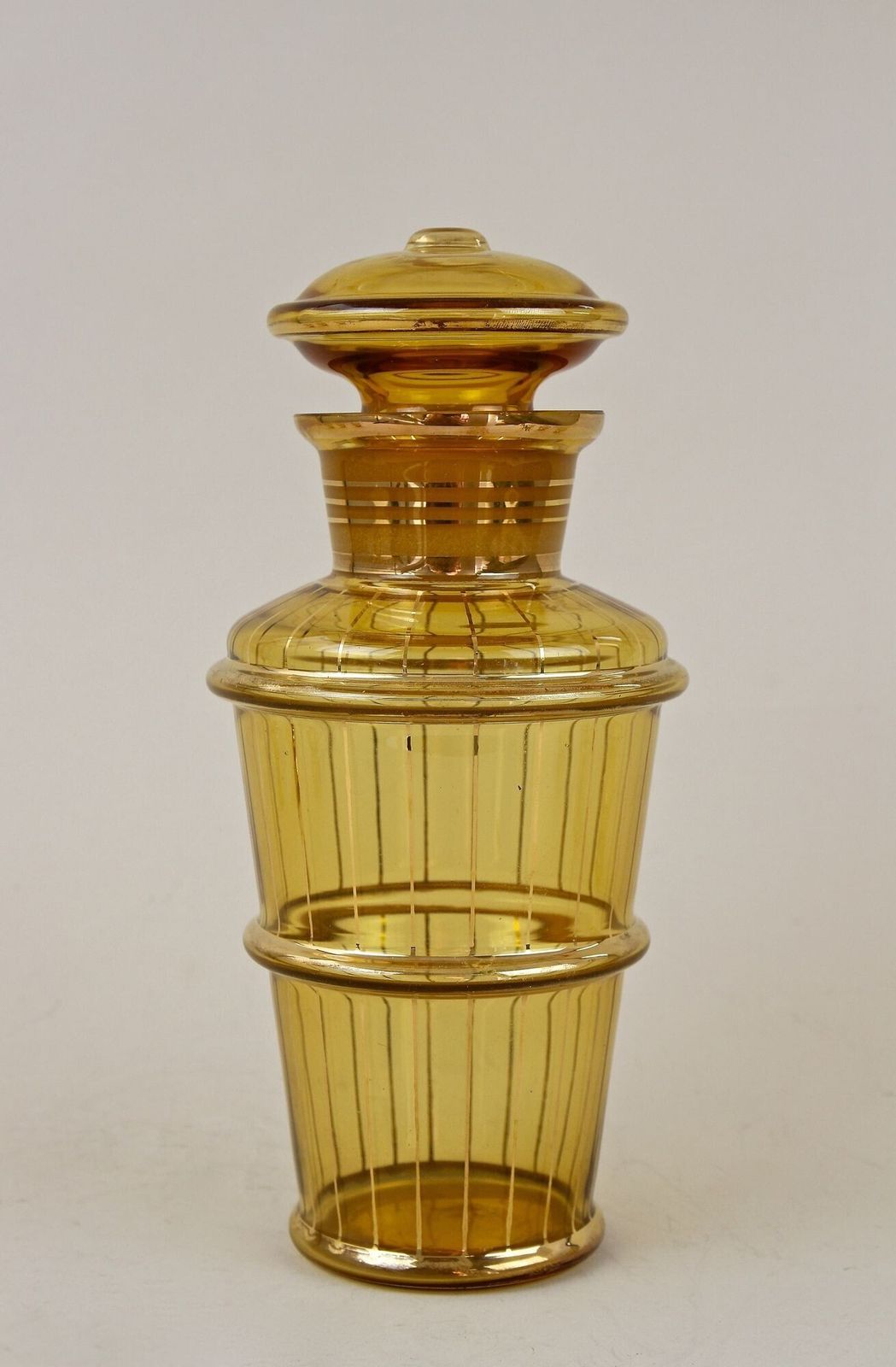 20th Century Art Deco Glass Decanter Set, Amber Colored/ Gilt   Cz Ca. 1920 photo Home Decor