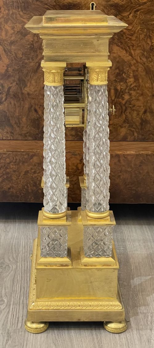 A Fine French Charles X Ormolu And Cut Crystal Portico Mantle Clock photo 2950.0