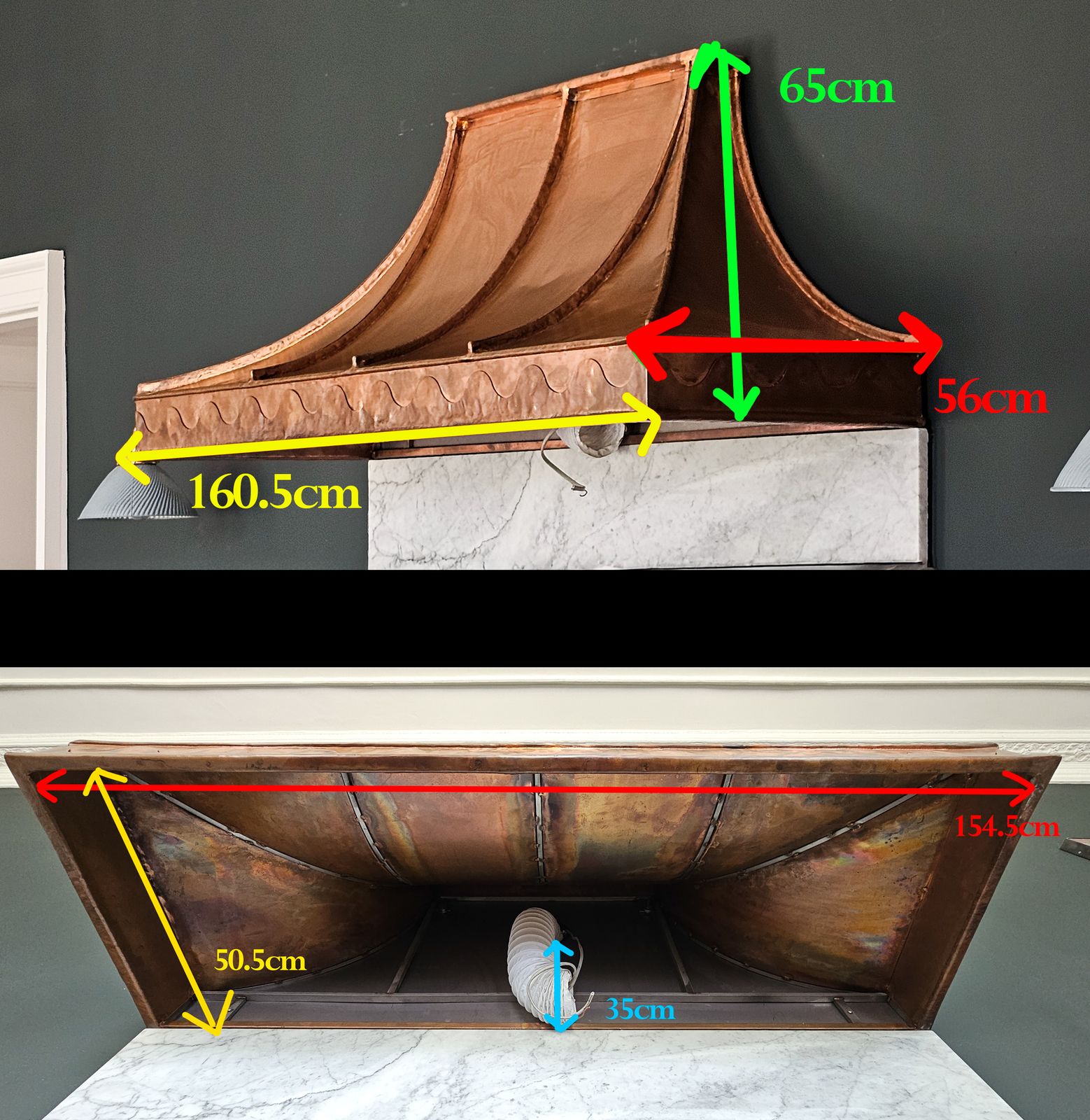 5000.0 Spectacular Reclaimed Large Handmade Copper Range Kitchen Hood Canopy Extractor photo
