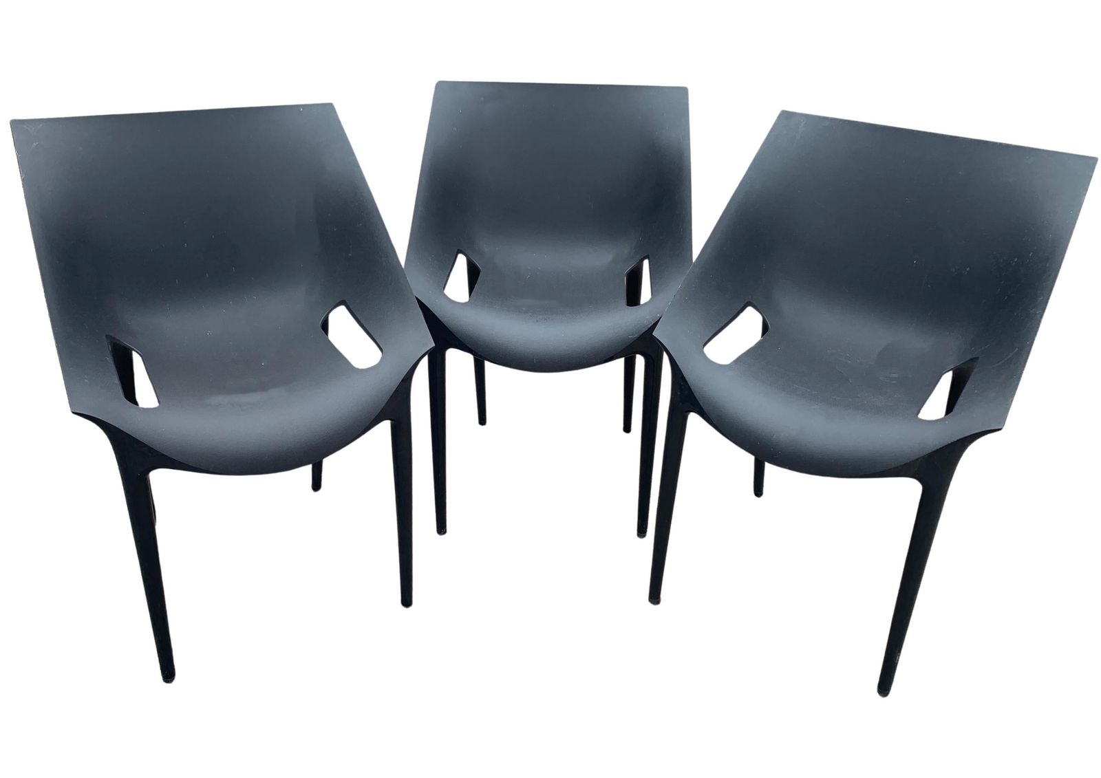 Philippe Starck & Eugeni Quitllet Designed For Kartell Black Polypropylene Stackable DR. Yes Chair Three Chairs In Stock Price Per Chair Ol photo for sale