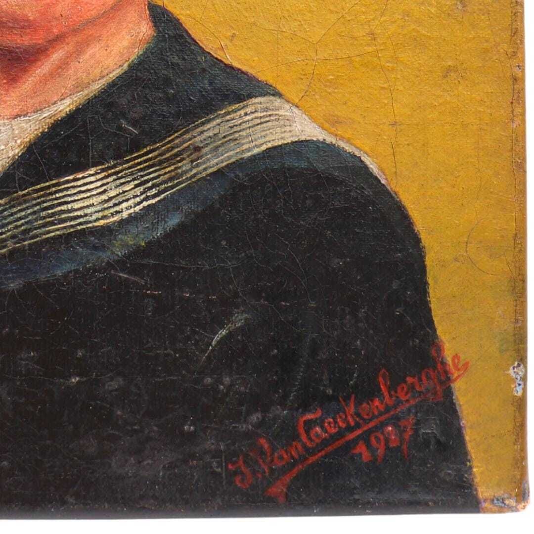 1920's Antique Expressionist Oil Painting Of A Sailor Boy J Van Caekenberghe photo vinterior