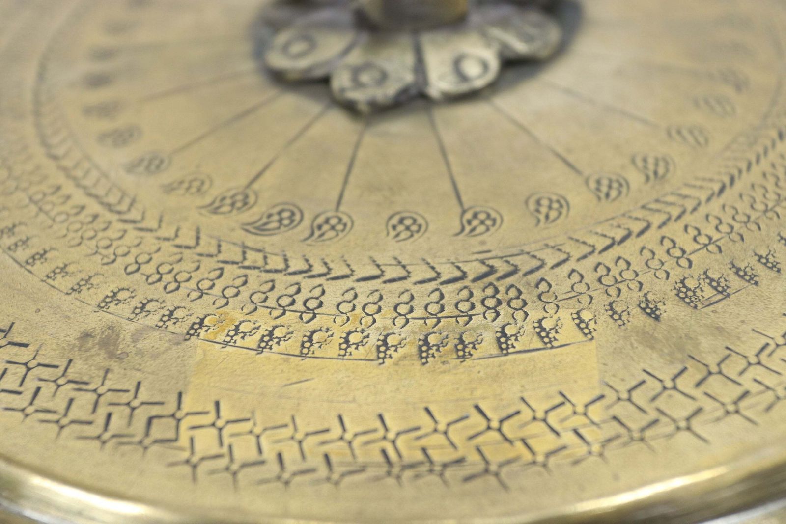 photo for sale Early 20th Century Hand Carved Indian Brass Chapati Box