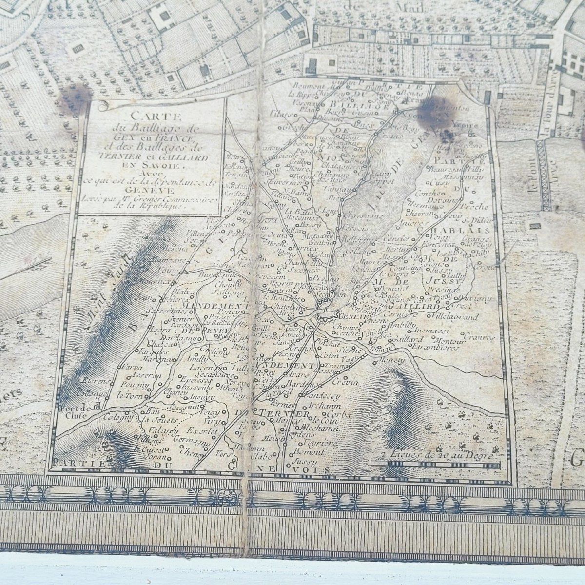 Map Of The City Of Geneva, Framed Engraving, Late 18th Century photo Art