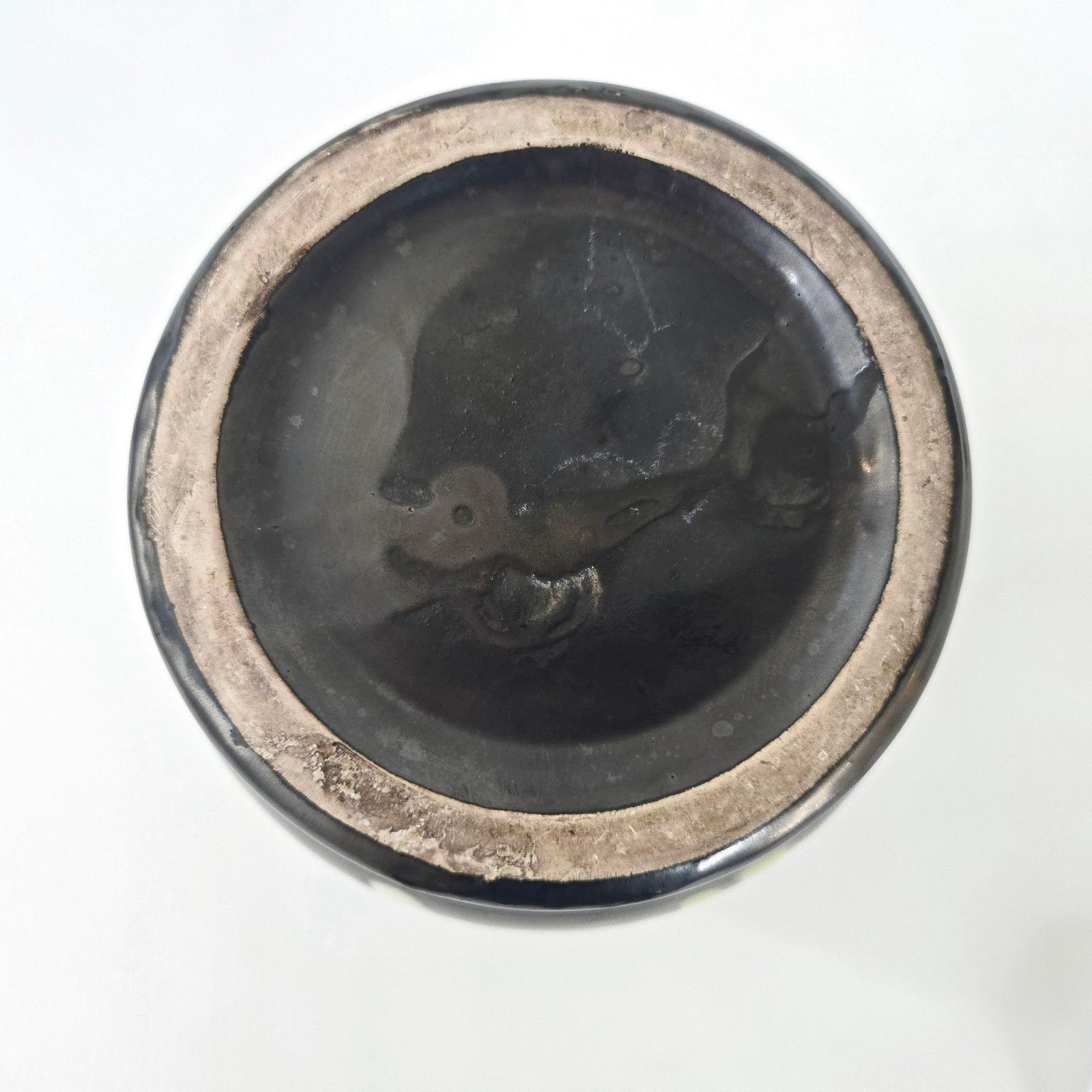 Stunning Vintage 1960s Black & Yellow Irises Ceramic Vase 60s 1960s photo buy