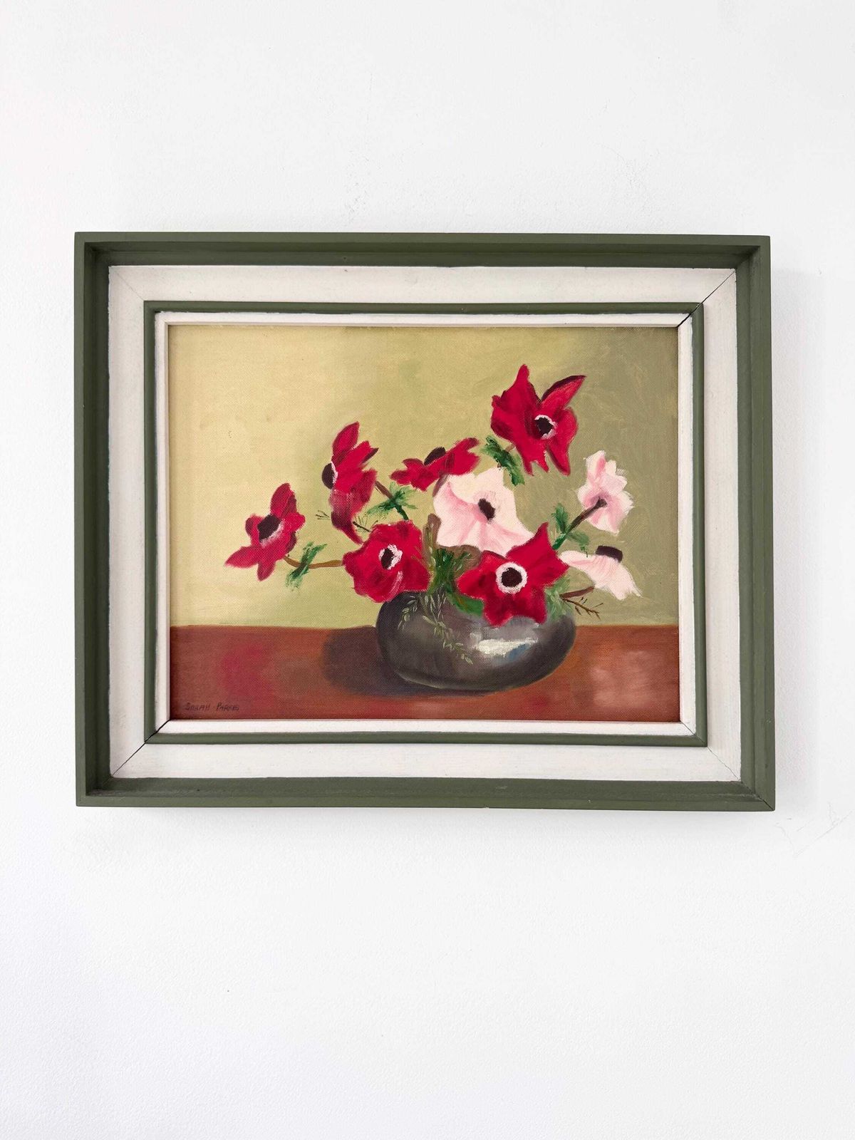 Vintage Framed Floral Paiting, Original Oil On Canvas Painting