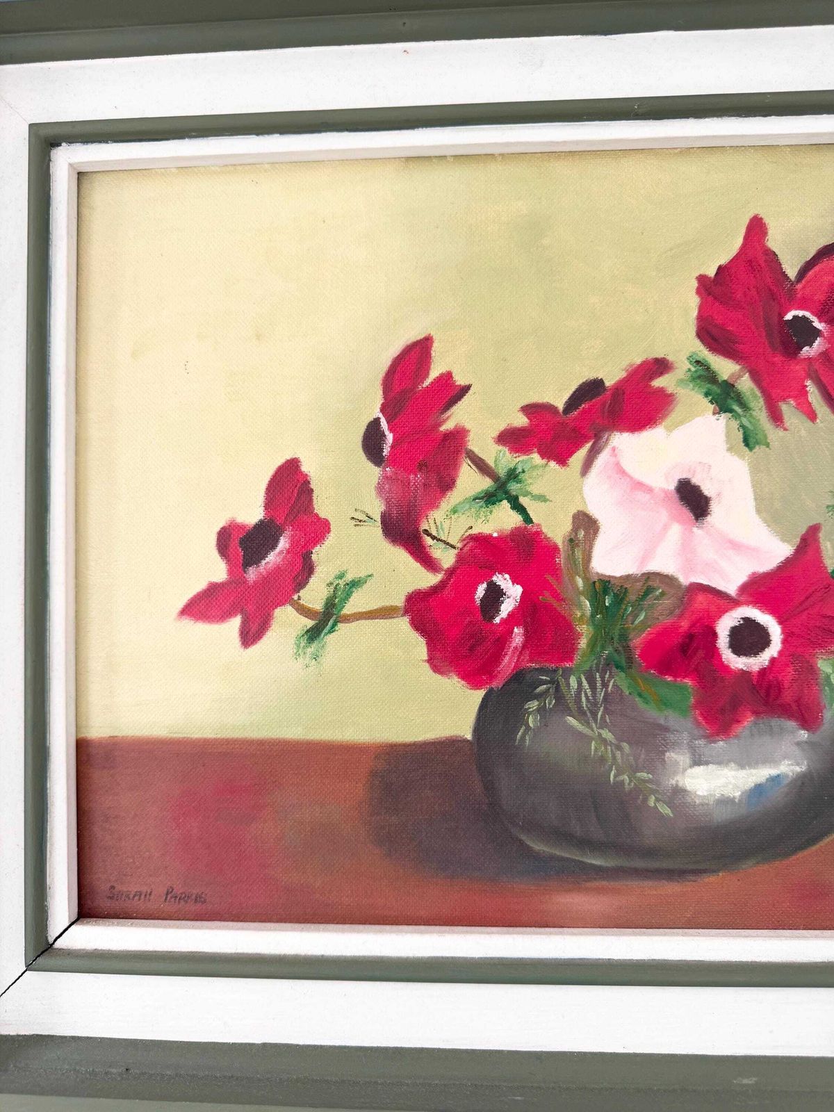 Vintage Framed Floral Paiting, Original Oil On Canvas Painting photo Art