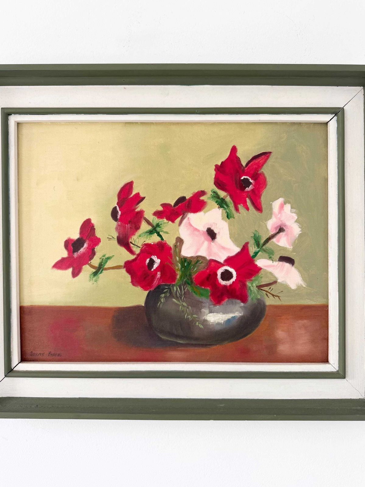 Vintage Framed Floral Paiting, Original Oil On Canvas Painting photo 85.0