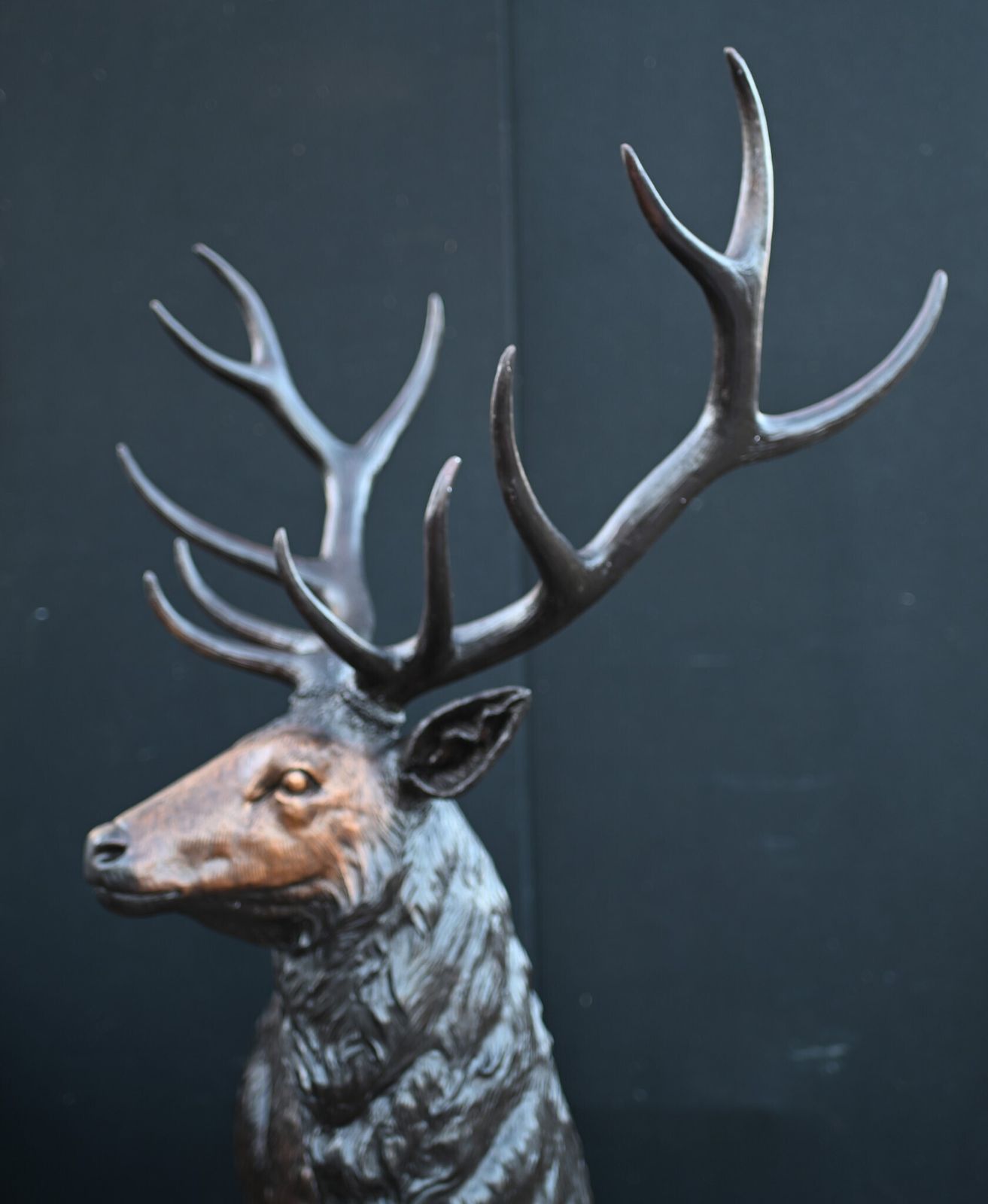 Art Bronze Stag And Deer Statues Pair Scottish Highland Garden Castings photo