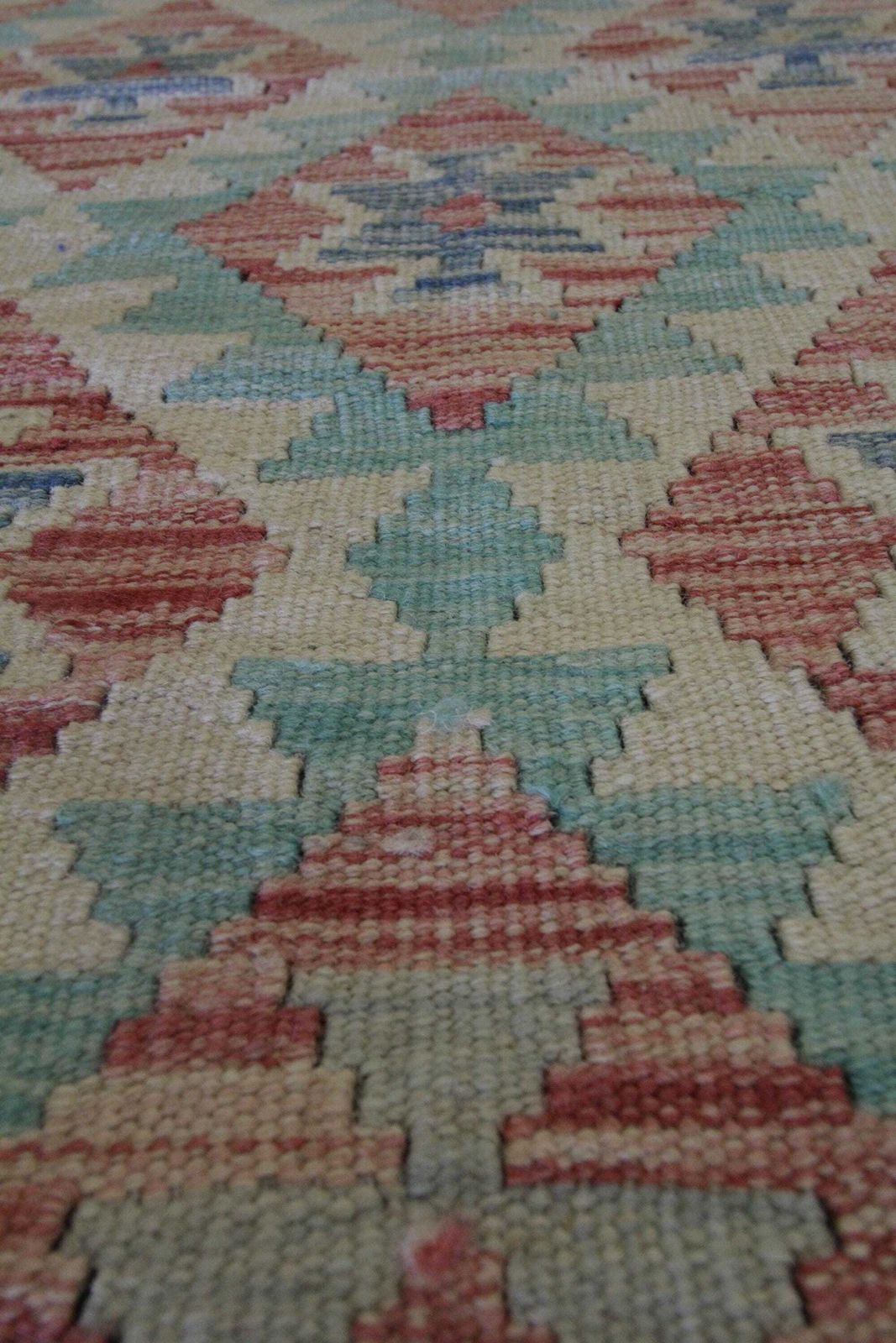 Blush Pink Kilim Rug: Handwoven Wool Tribal Accent Area Rug (2.0 X 2.11 Ft.) photo for sale