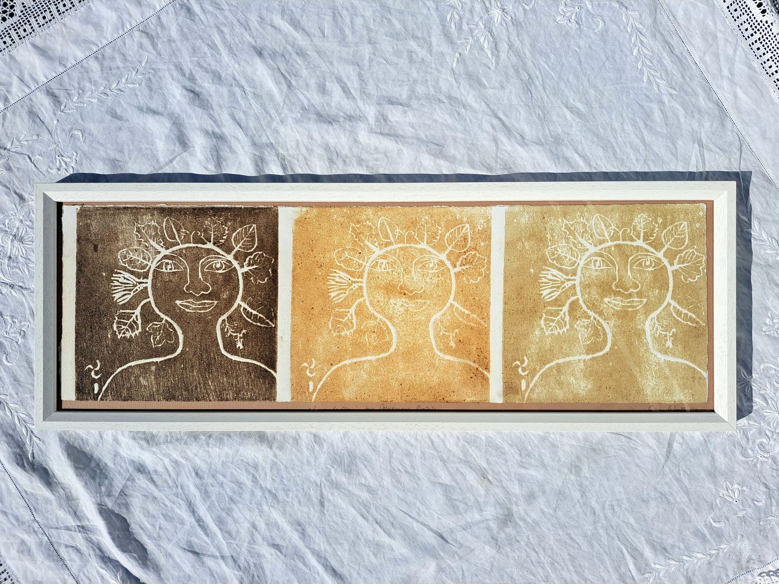 Framed Woodcut Print Of A Nature Goddess | Triptych | Signed Artist's Proof photo buy