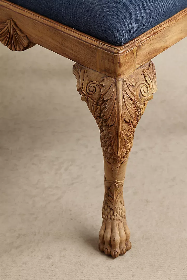 And Carved Wooden Rabbit Chair With Blue Cushion – Artisan Animal Motif Design Regular photo furniture