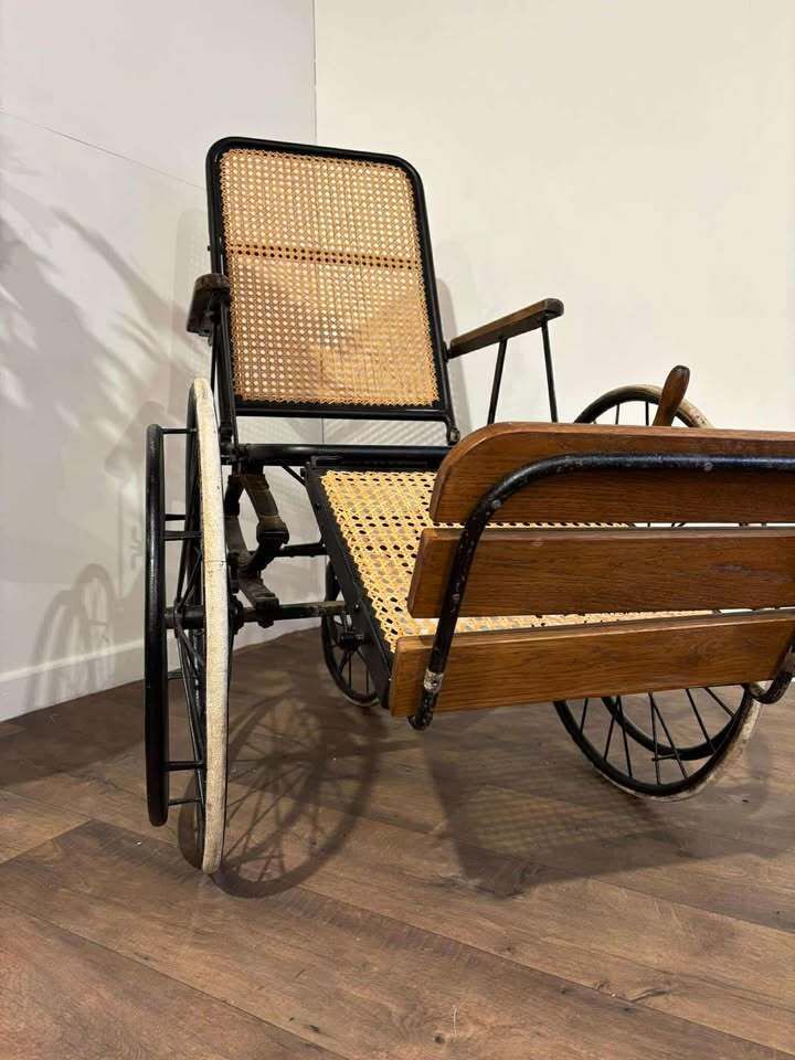Antique Pre Ambulator Cane Wheel Chair photo vintage