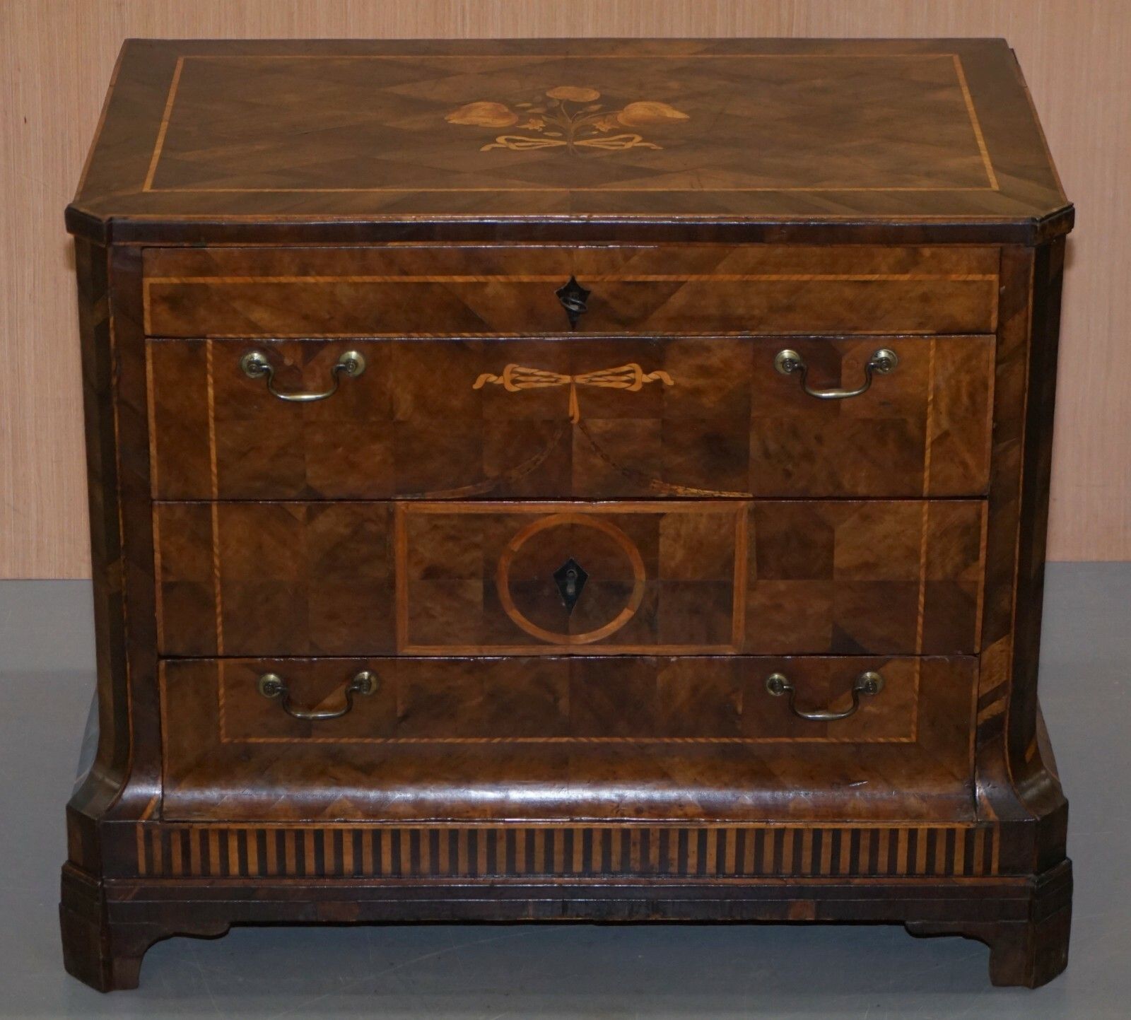 Rare Circa 1780 Continental Parquetry Marquetry Inlaid Commode Chest Of Drawers photo Furniture