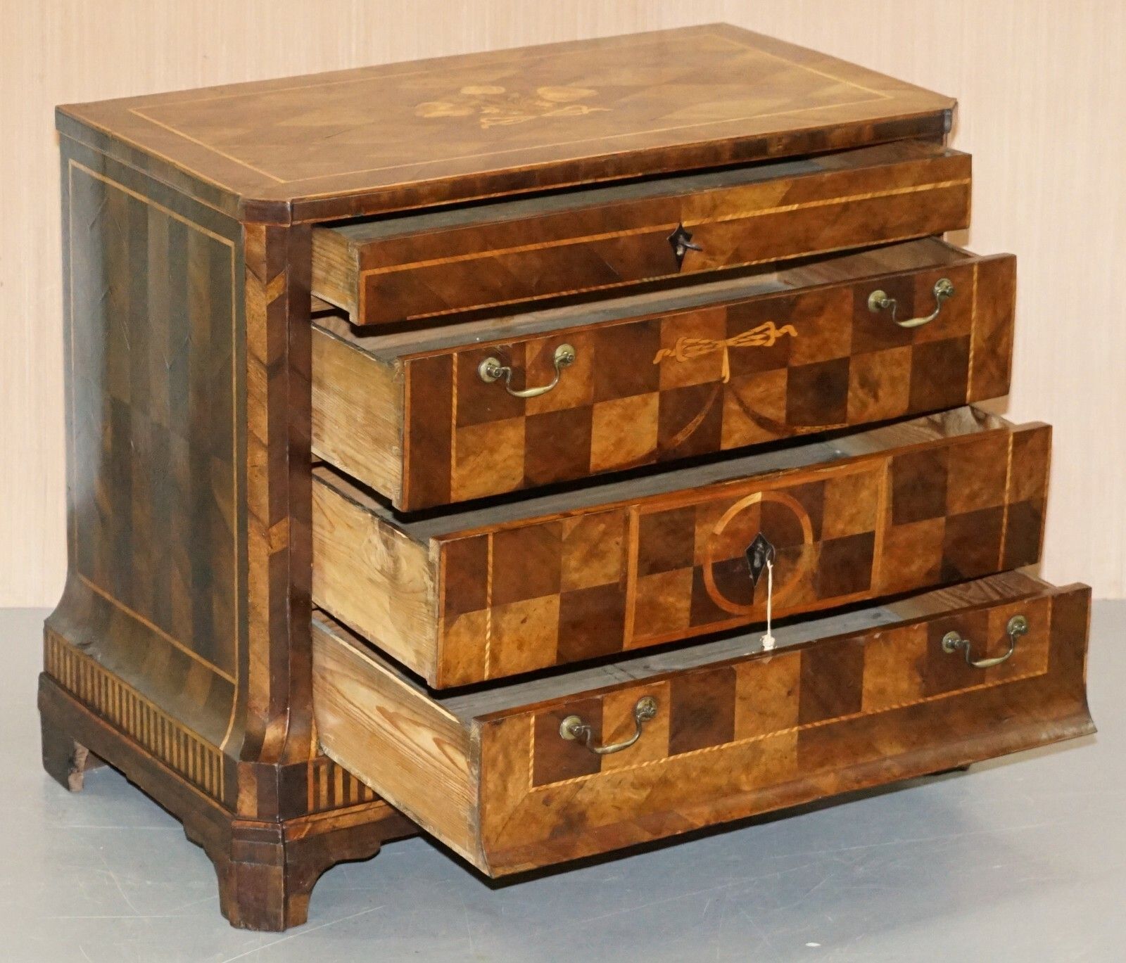 Furniture Rare Circa 1780 Continental Parquetry Marquetry Inlaid Commode Chest Of Drawers photo