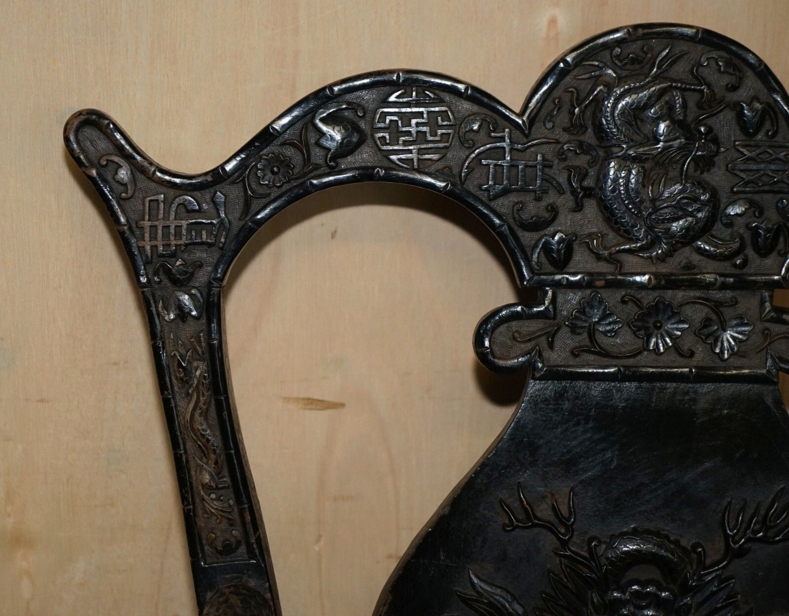 Antique 1880 Heavily Carved Chinese Dragon Carver Armchair Must See Pictures photo 2750.0