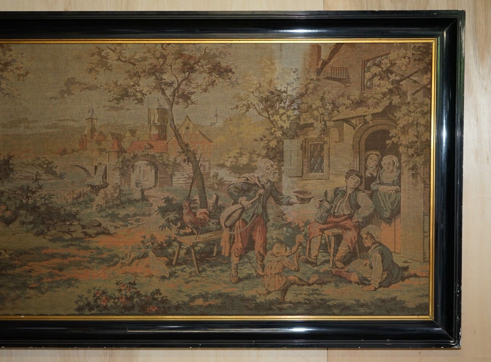 Lovely Very Large Napoleon III Circa 1860 Antique French Embroidered Tapestry photo vintage