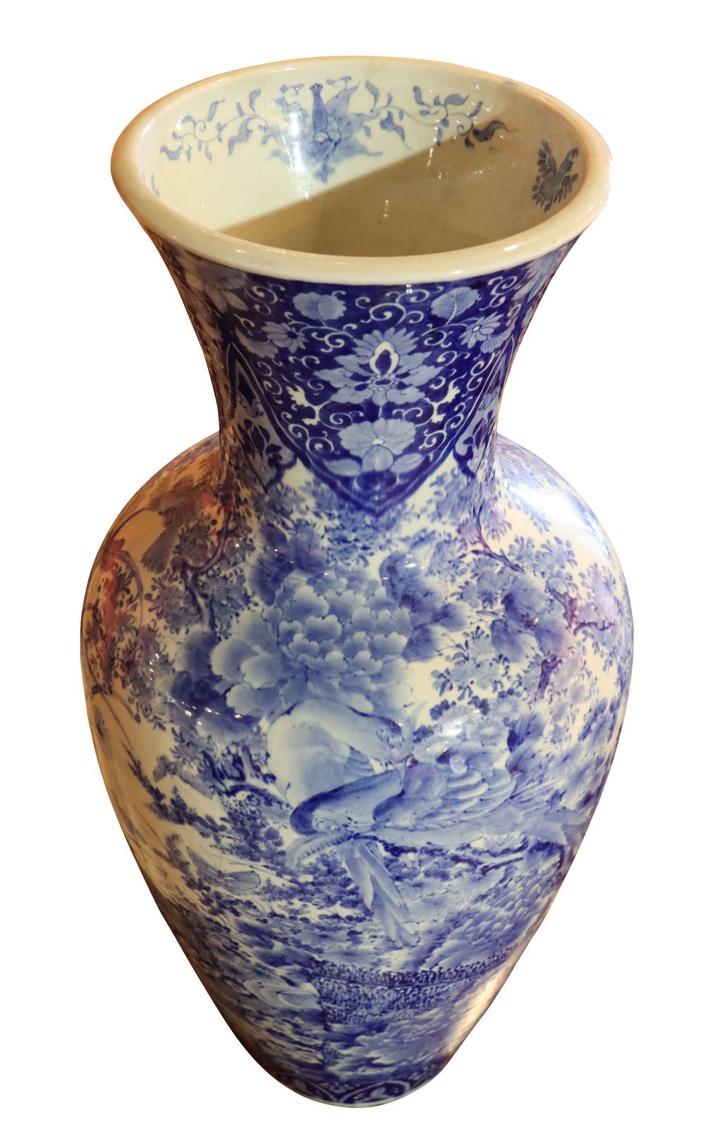 Exceptional Large Japanese Arita Blue And White Vase, 20th Century photo for sale