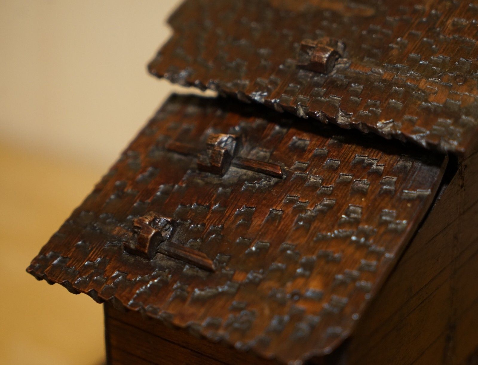 photo buy Stunning Original Antique Hand Carved Black Forest Wood Cigar Box Humidor House