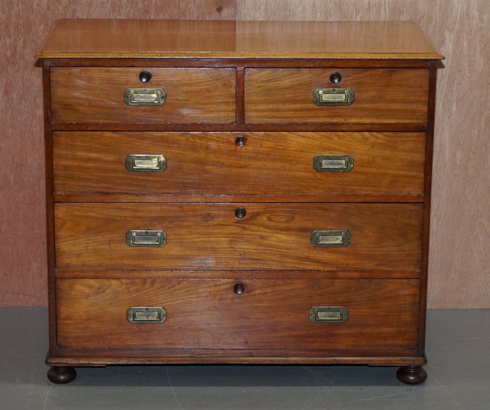 Lovely Antique Victorian Walnut Military Campaign Officers Chest Of Drawers photo furniture
