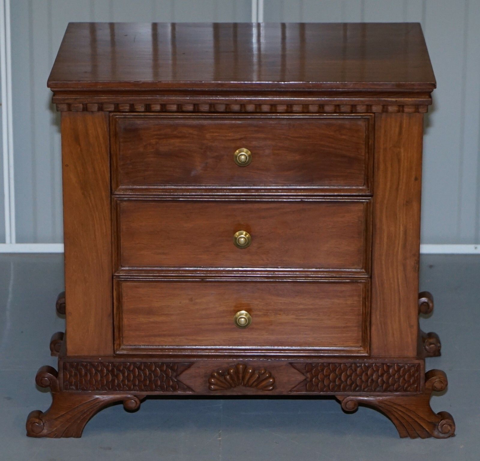 photo for sale Stunning Suite Of Panelled Mahogany Chests Of Drawers Ornately Carved Bases