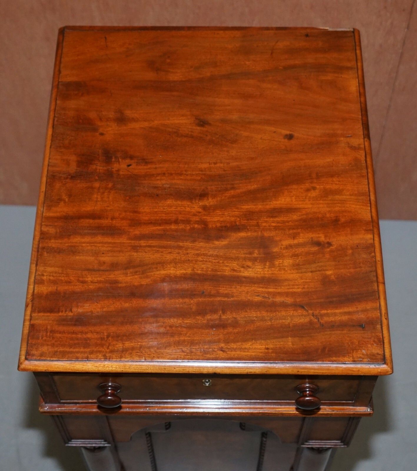 Rare Pair Of Huge William IV 1830 Flamed Mahogany Side Cabinets Campaign Drawers photo vinterior