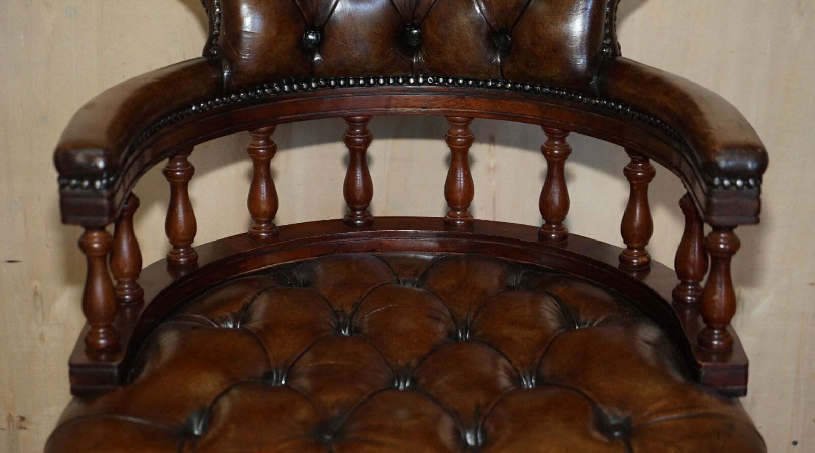 Popular Restored Chesterfield Vintage Brown Leather Directors Captains Chair photo Furniture