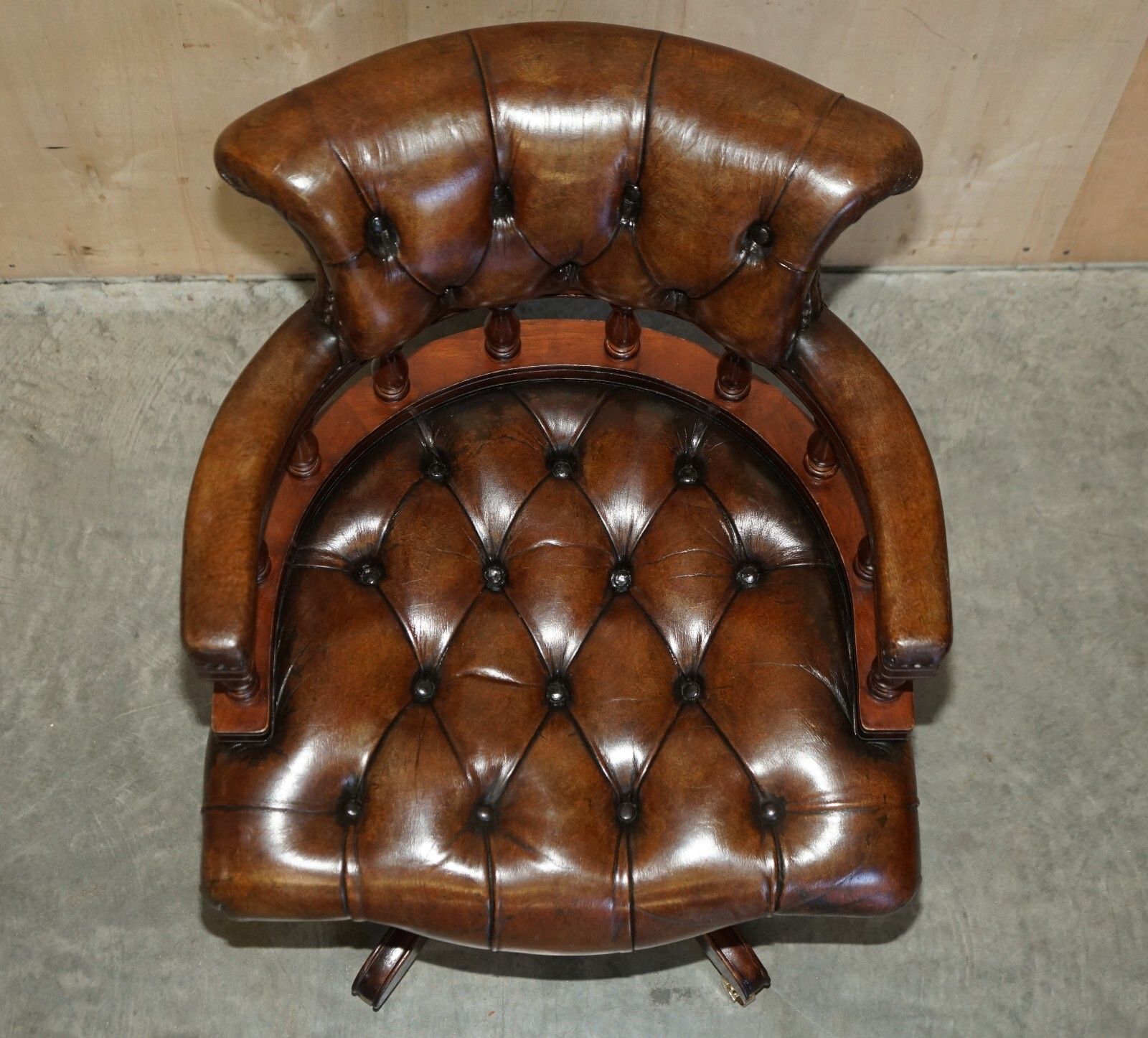 Popular Restored Chesterfield Vintage Brown Leather Directors Captains Chair photo vintage