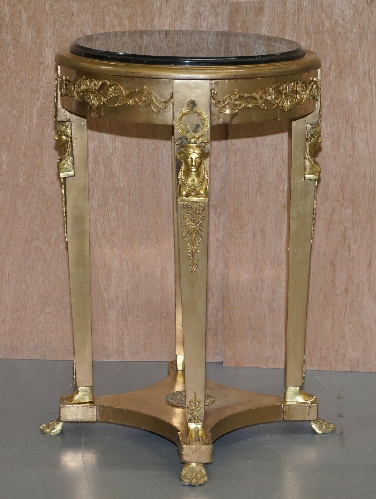 photo furniture Pair Of French Empire Louis XVII Giltwood Marble Topped Jardiniere Bust Stands