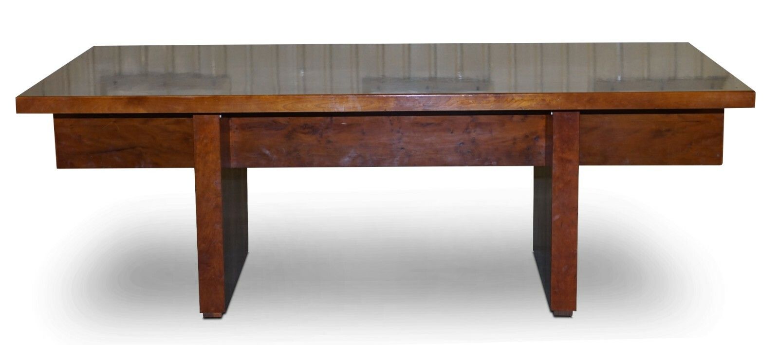 Very Large Burr Yew Wood Contempory Designer Office Desk Lovely Timber Patina photo for sale
