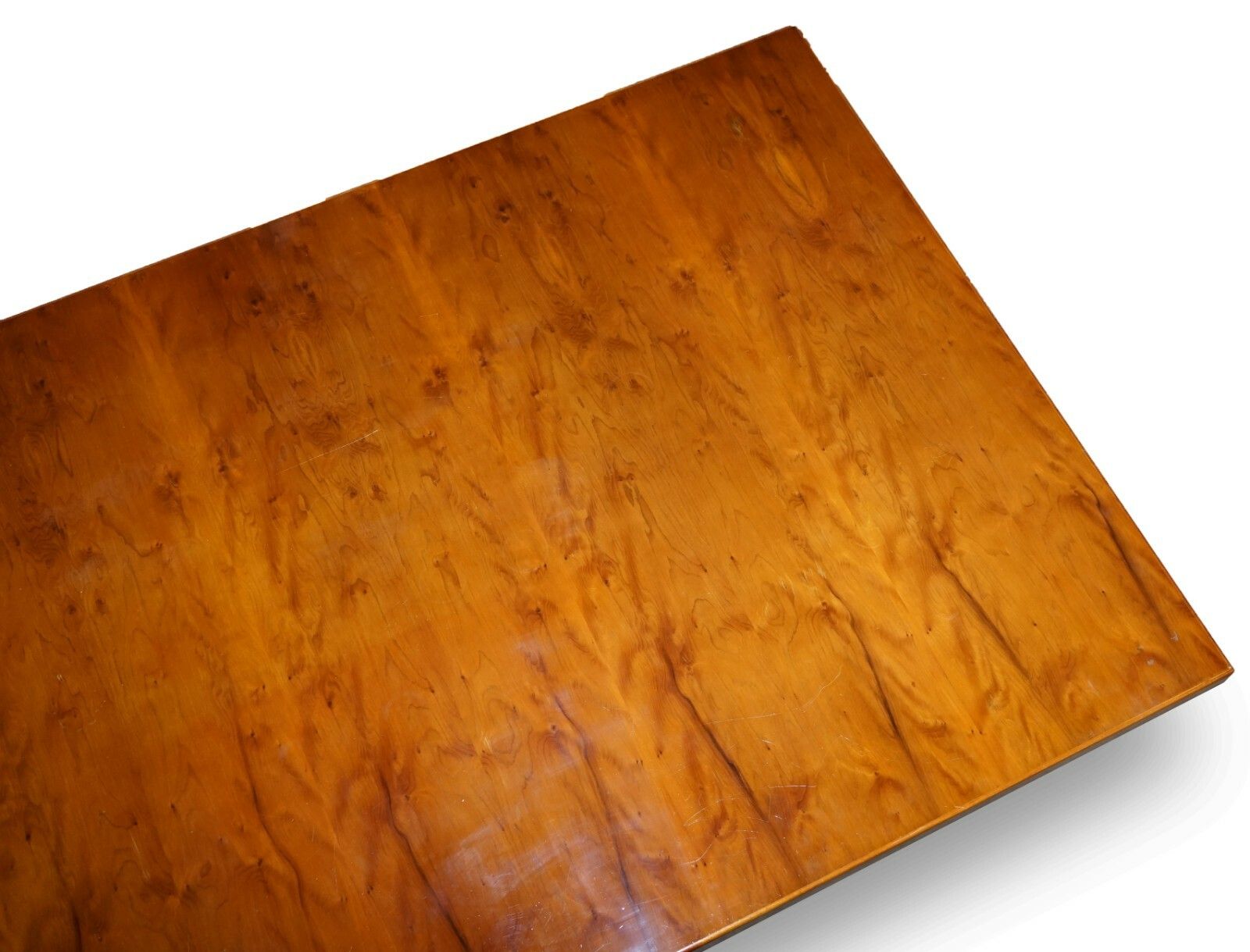 photo for sale Very Large Burr Yew Wood Contempory Designer Office Desk Lovely Timber Patina