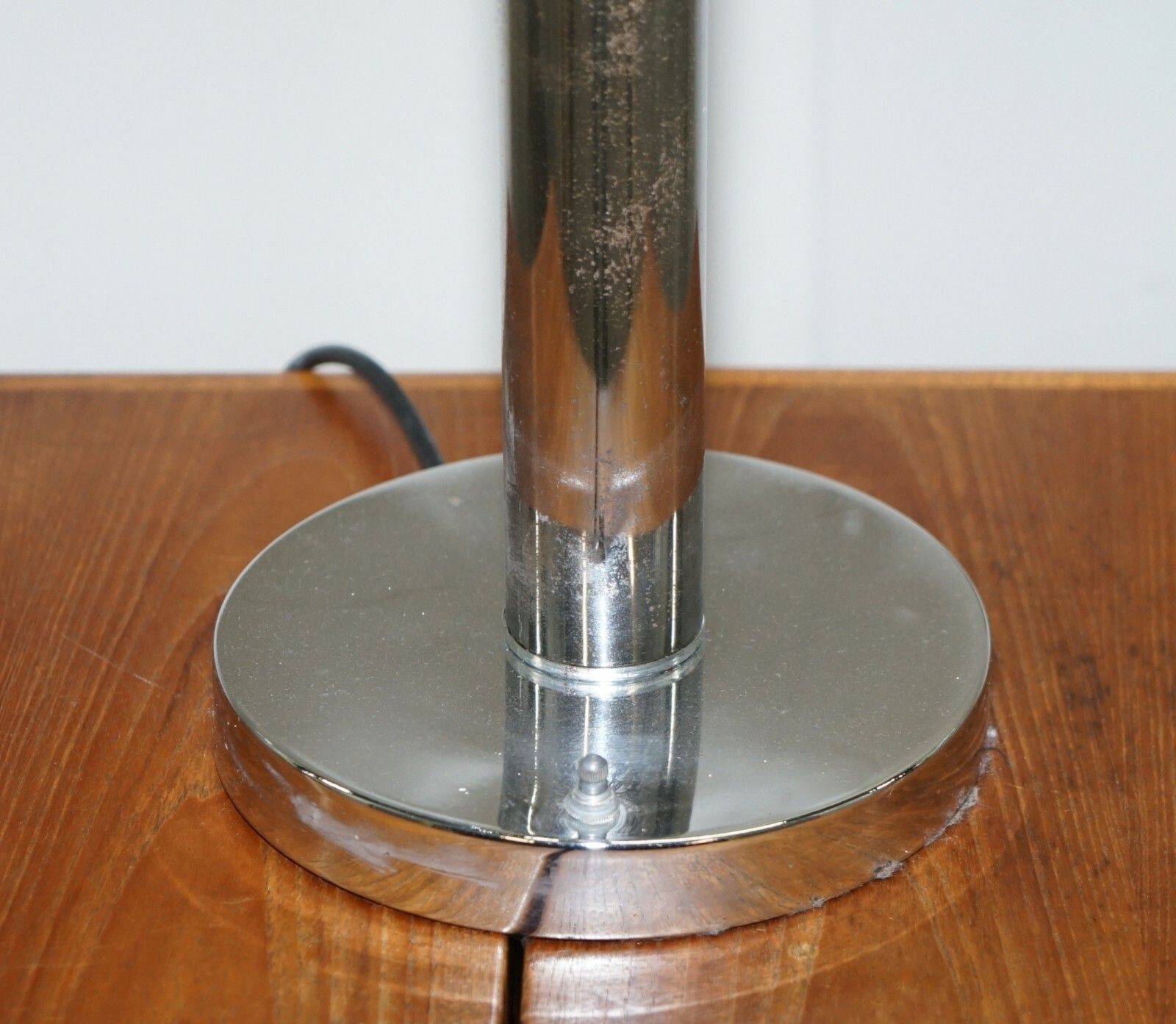 Large Pair Of Original American Atomic Circa 1940's Polished Chrome Table Lamps photo vintage