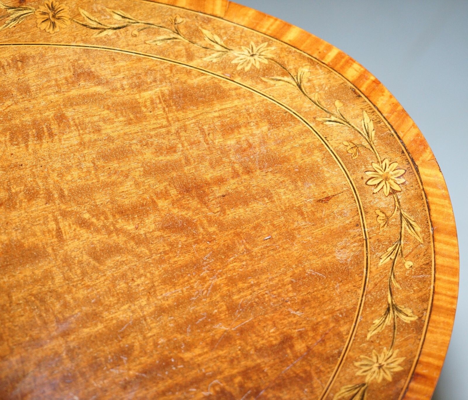 Stunning Floral Inlaid Sheraton Victorian Walnut Oval Occasional Side End Table photo buy