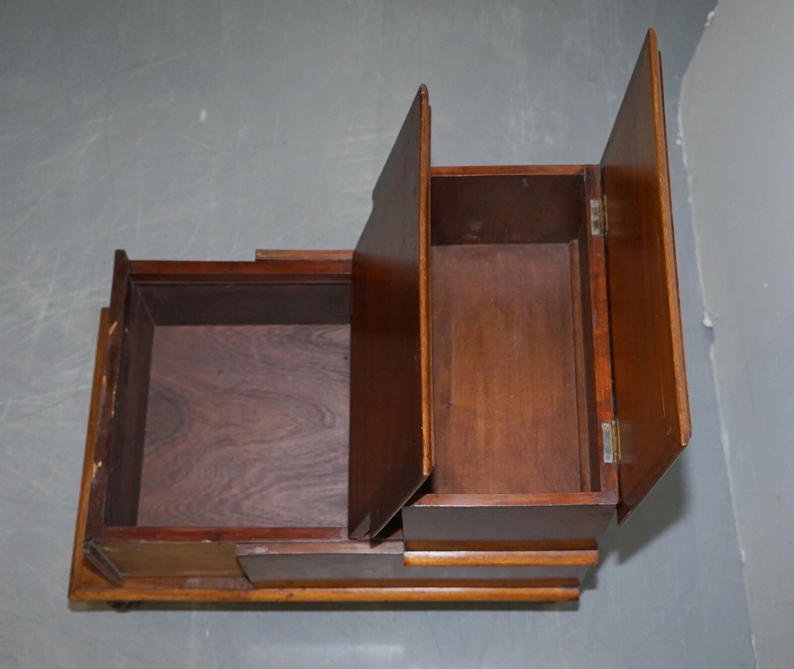 2500.0 Antique Regency 1810 Mahogany & Leather Library Steps Internal Storage & Drawers photo