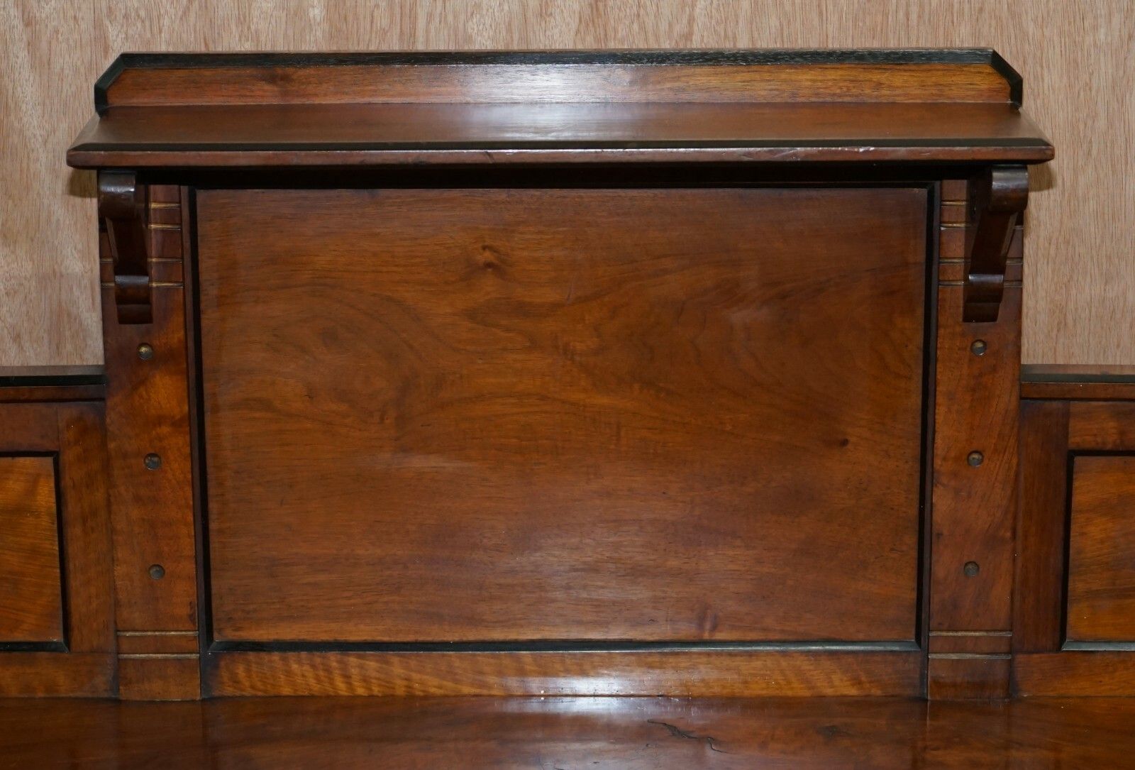 Important Gothic Pugin Style Victorian Walnut Dwarf Open Bookcase 274cm Wide photo vintage