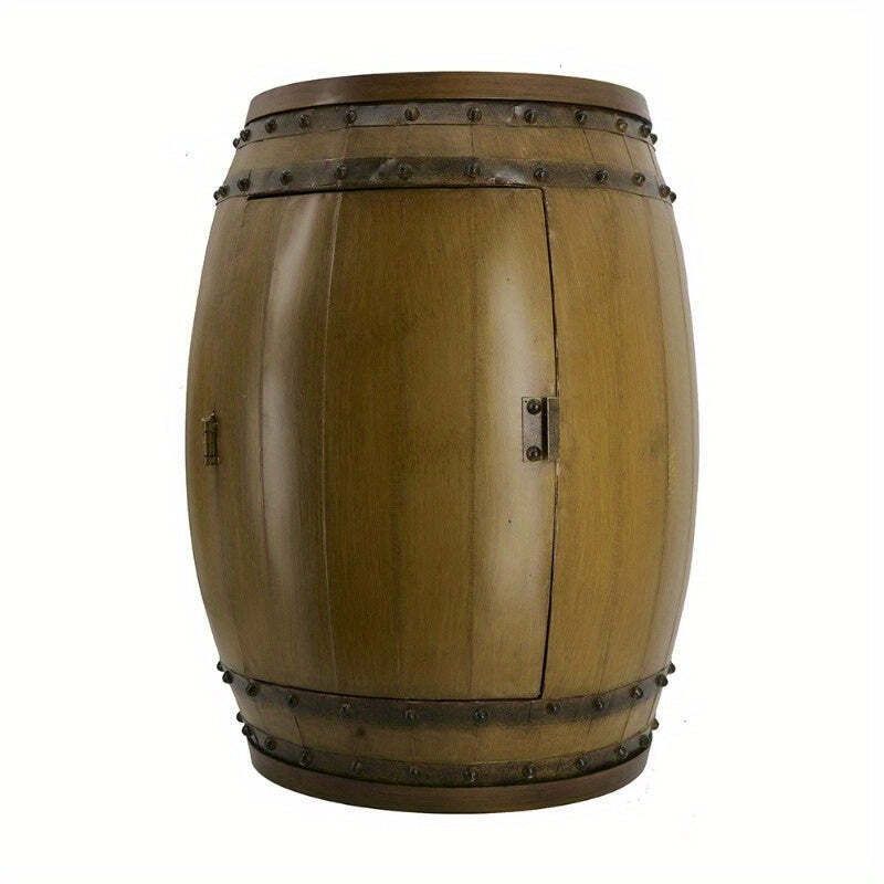 Barrel Drum Side Table With Wine Rack Storage photo Furniture