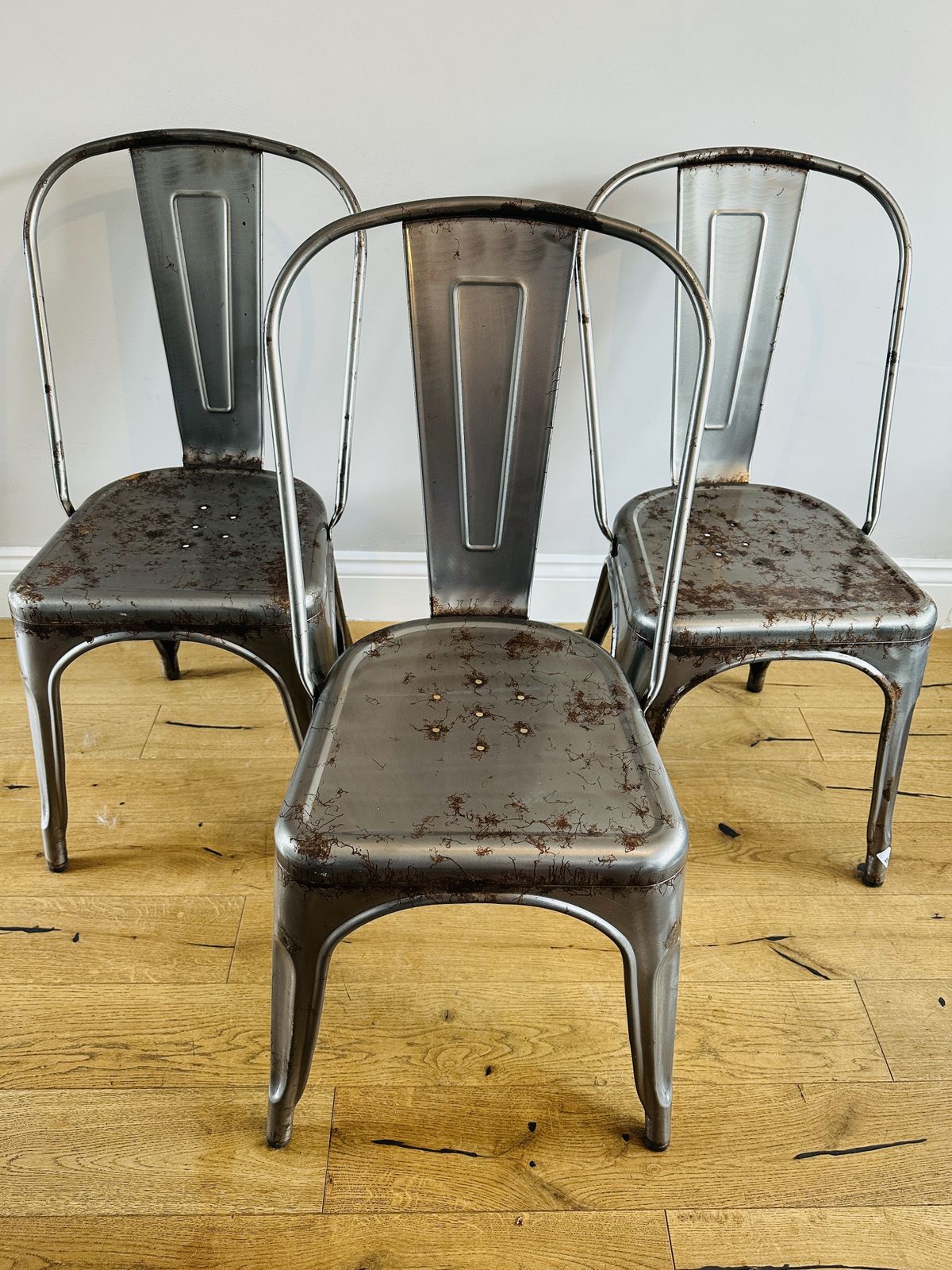 Metal Dining Chair Tolix Style Stackable Industrial Bistro Kitchen Garden Cafe