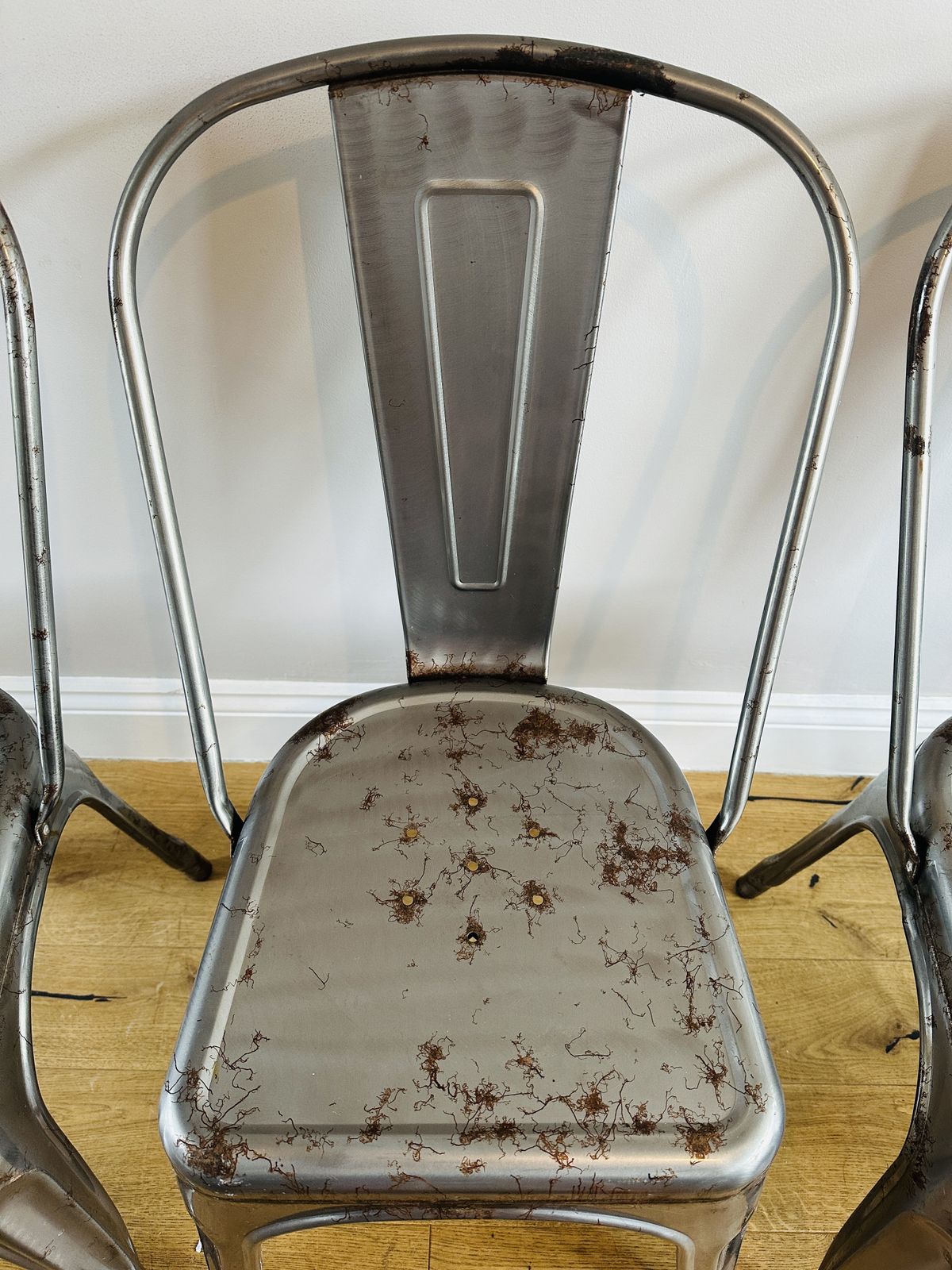 Furniture Metal Dining Chair Tolix Style Stackable Industrial Bistro Kitchen Garden Cafe photo