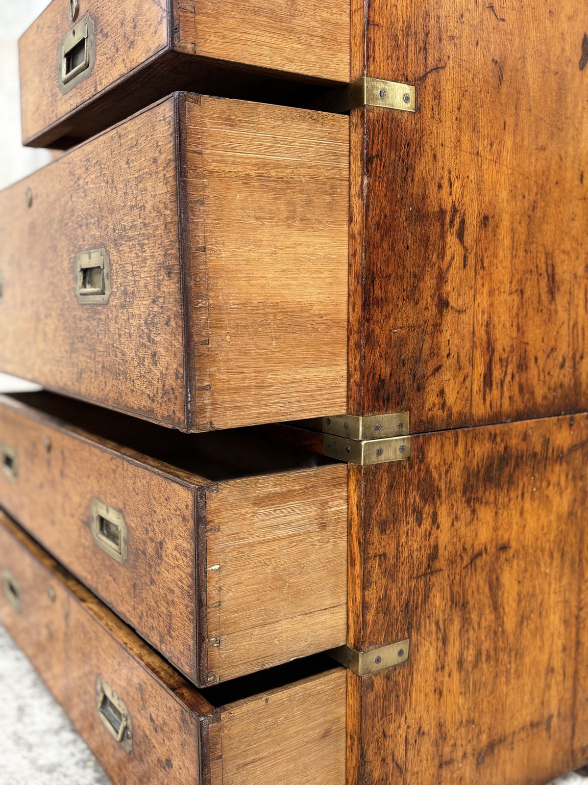 Furniture 19th Century Oak Military Campaign Chest Of Drawers, C1840 photo