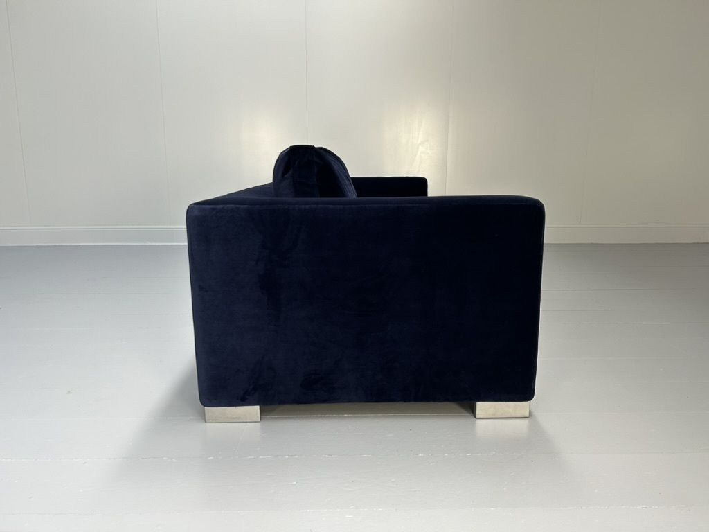 Ligne Roset “Rive Gauche” 3 Seat Sofa & Ottoman – In Midnight Blue Velvet photo vinterior