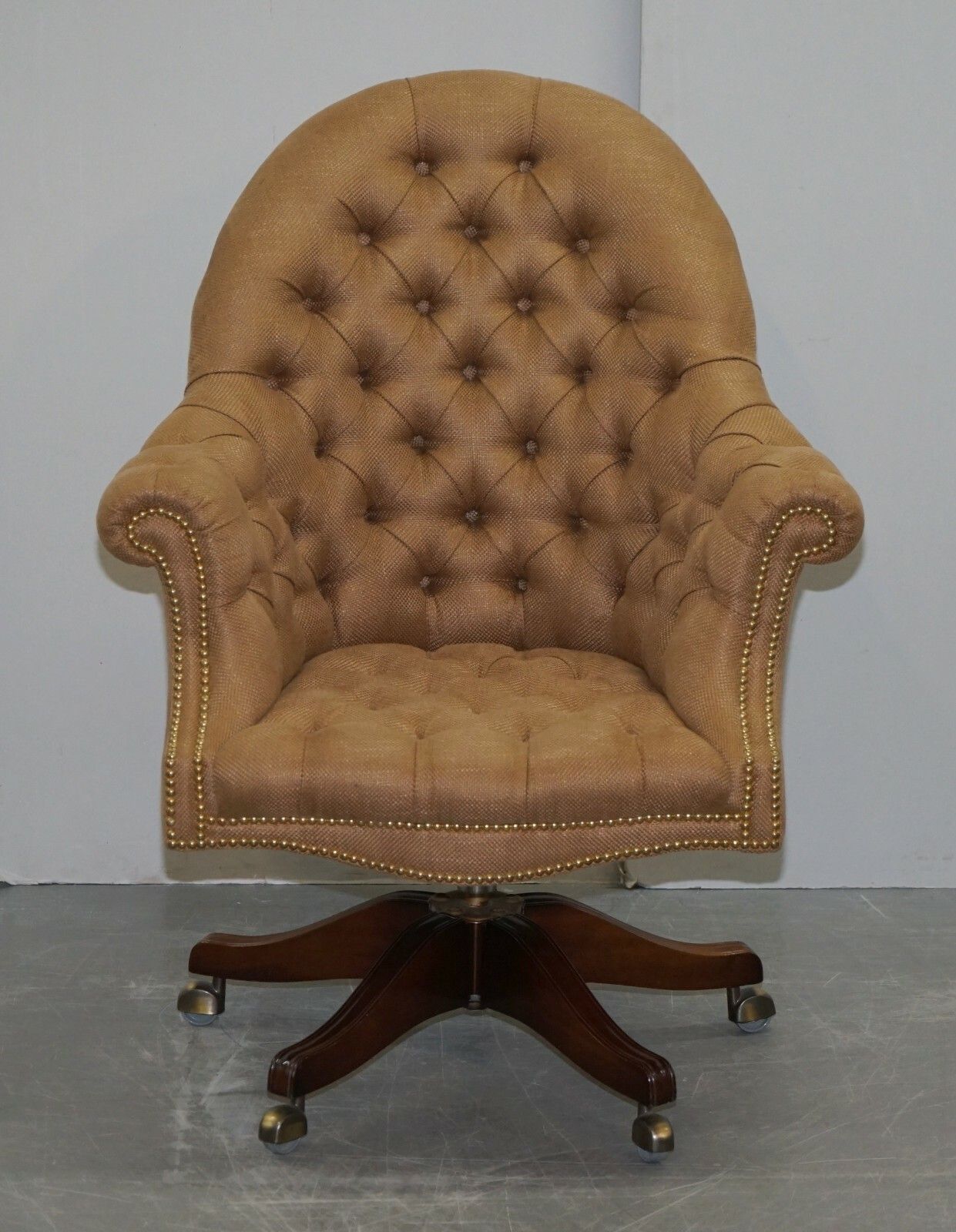 One Of A Kind Fully Restored Mahogany Chesterfield Captains Directors Armchair photo furniture