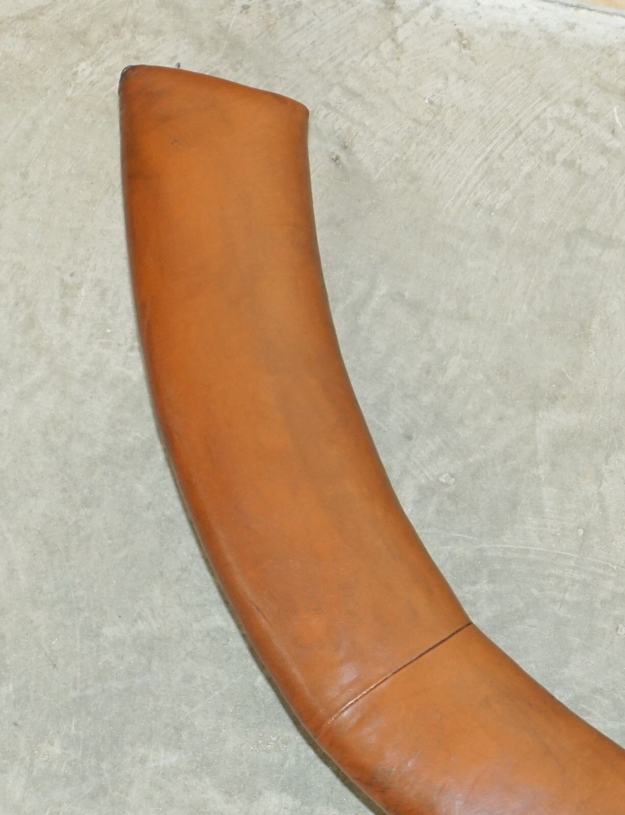 Rare Demi Lune Antique Victorian Brown Leather Club Fender With Pierced Metal photo buy