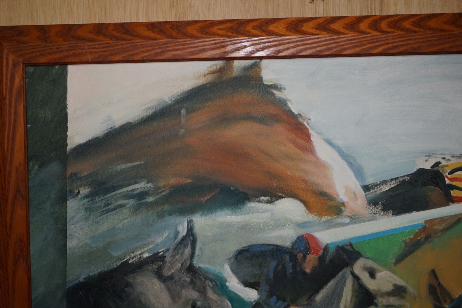 Large Original Felicity Priest 2000 Signed Oil Painting Lynda's Five Race Horses photo buy