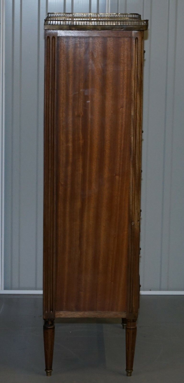 photo for sale Rare 19th Century French Marble Topped Brass Gallery Semainier Chest Of Drawers