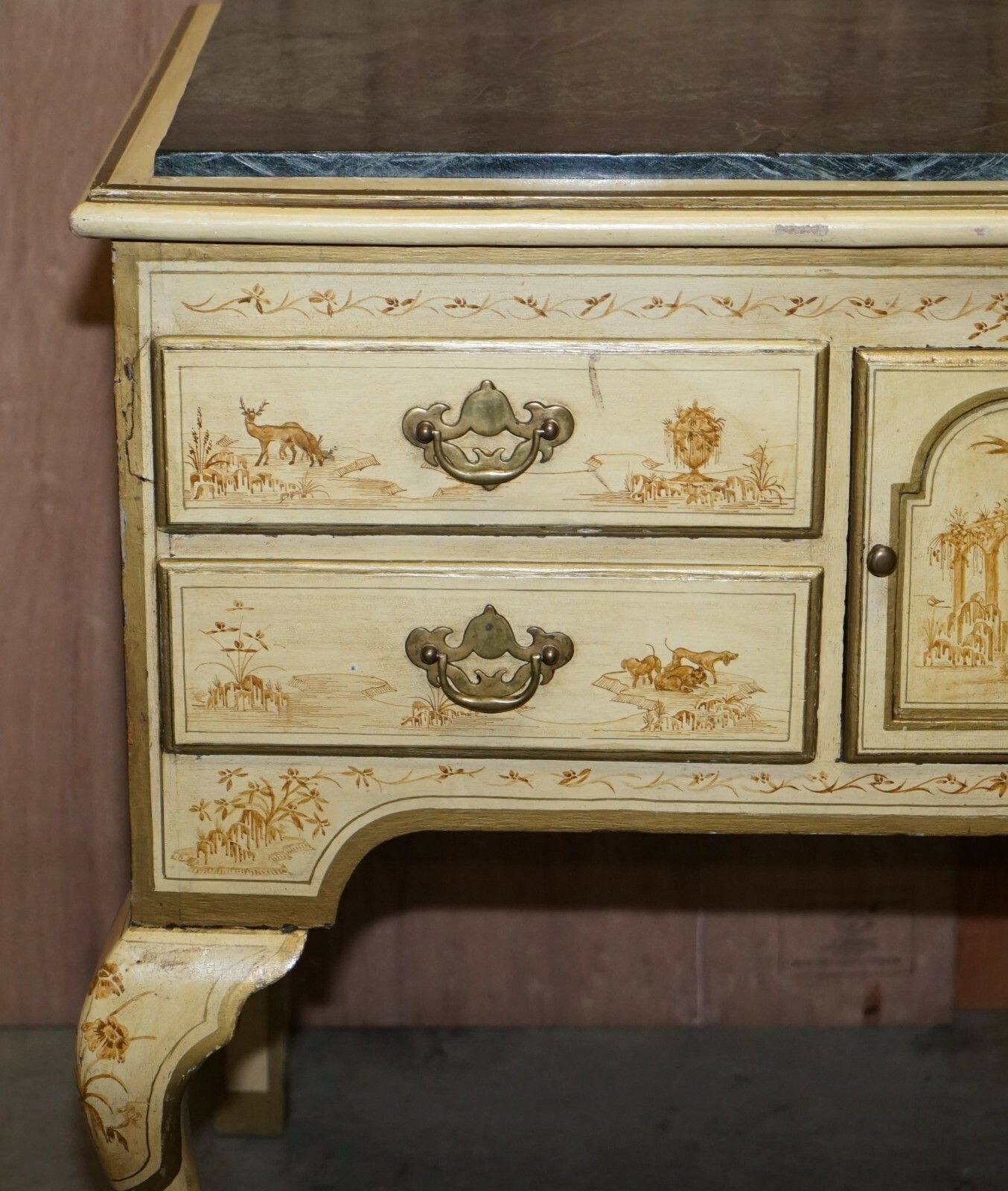 Stunning Chinoiserie Marble Topped Sideboard In The Chinese Chippendale Taste photo for sale