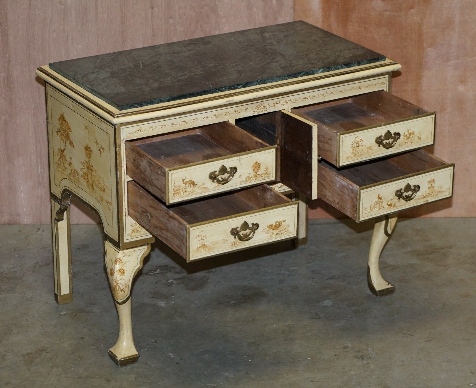 2350.0 Stunning Chinoiserie Marble Topped Sideboard In The Chinese Chippendale Taste photo