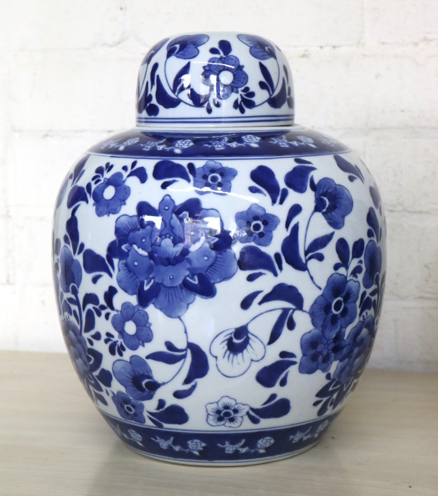 Pair Of Large Vintage Blue & White Chinese Ginger Jars Antique Style Porcelain photo Home Decor