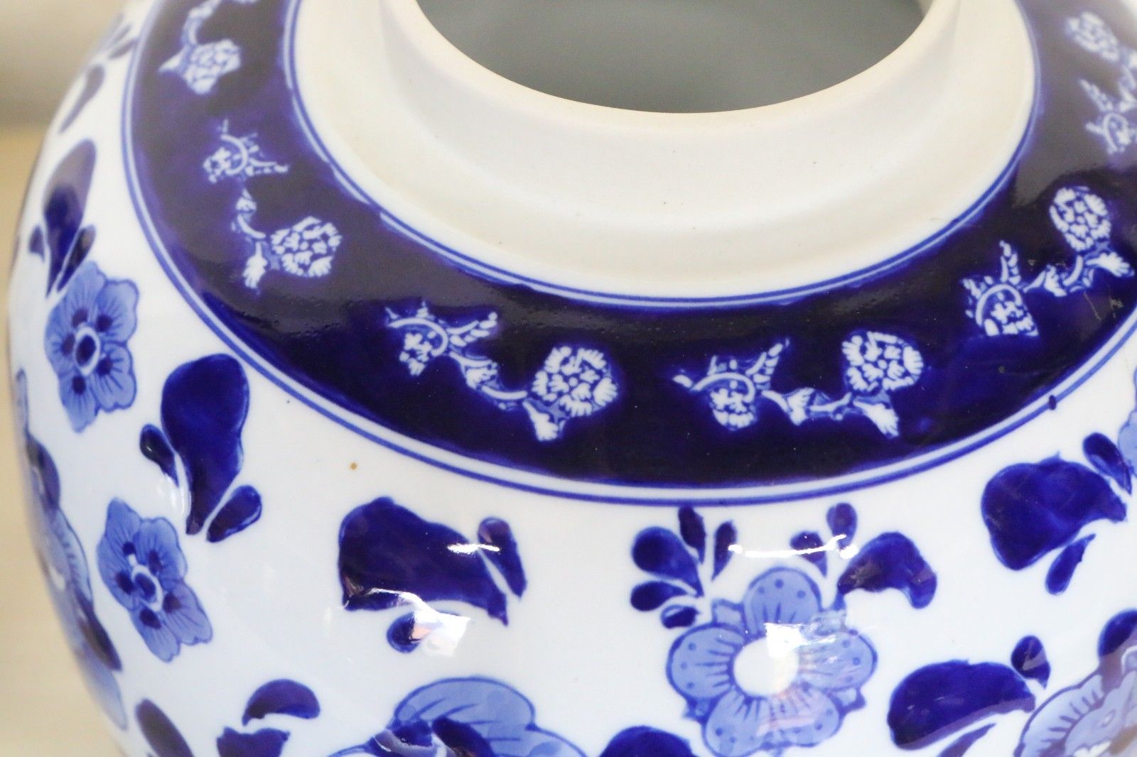 photo buy Pair Of Large Vintage Blue & White Chinese Ginger Jars Antique Style Porcelain
